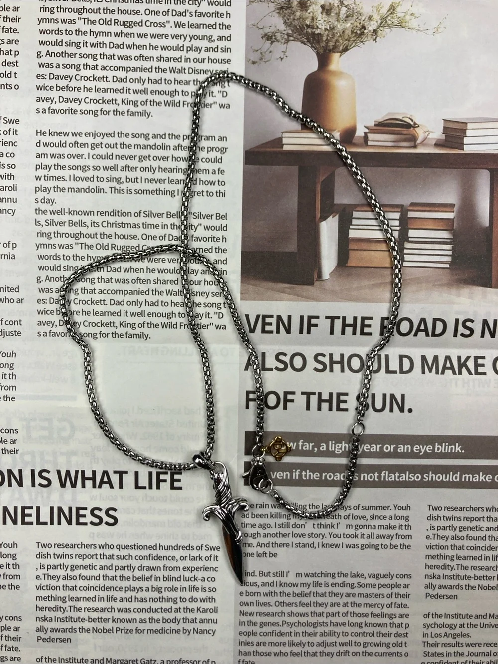 Men's Silver Cross Pendant Necklace - Silver Chain